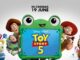 Toy Story 5 movie poster with Woody, Buzz Lightyear and friends around a green frame showing the title, 'In cinemas 19 June' above.