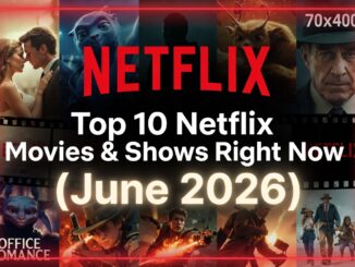 Collage with a bold Netflix logo and the title 'Top 10 Netflix Movies & Shows Right Now (June 2026)'.