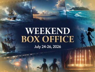 Poster collage for 'Weekend Box Office' with ships, silhouettes, and a theater stage; reads 'July 24-26, 2026'.
